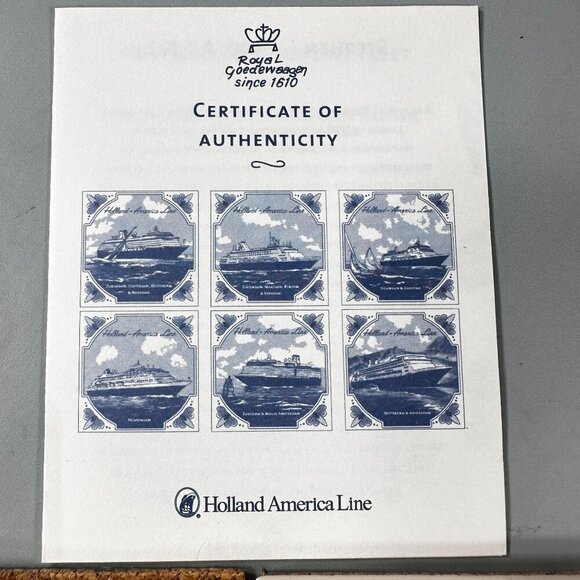 Holland America Line Coaster Ceramic Tiles Amsterdam Vintage Royal Goedewaagen - Picture 4 of 14